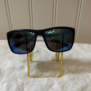 Stylish Black Sunglasses with Blue Lenses